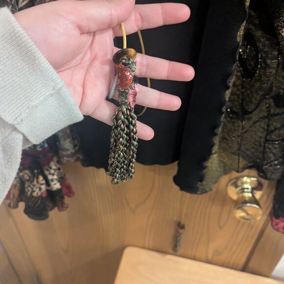 Lee Andersen Top with Velvet accents and Tassels -Size Medium - Picture 4 of 7